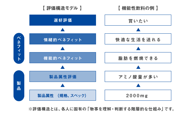 機能性飲料の評価構造イメージ