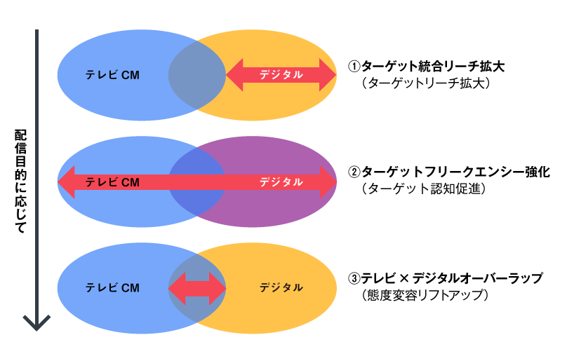 配信目的に応じた「テレビ×デジタル」の組み合わせ例